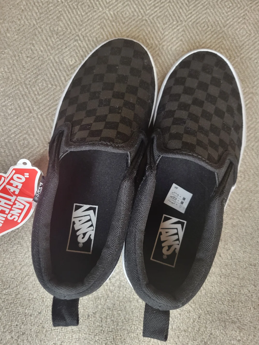 Vans Kids Classic Slip-On Checkerboard Sneakers in Black